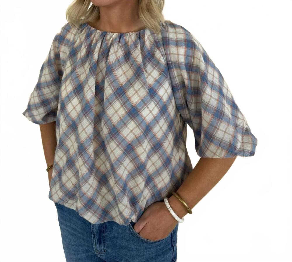 NEW THML alessia puff sleeve top in blue